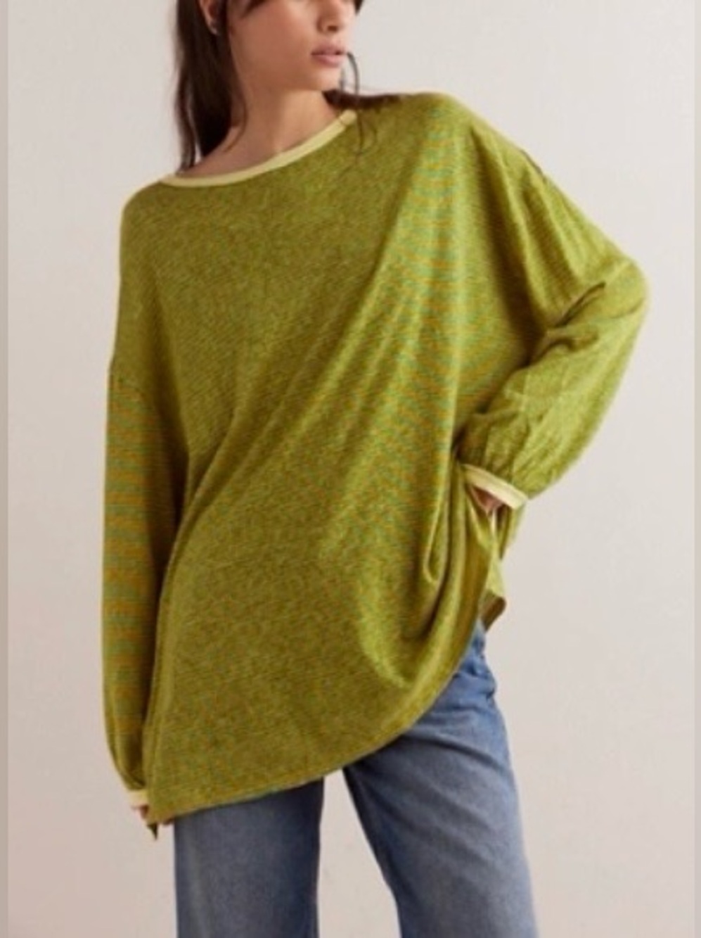 Free People We The Free Veronica Striped Tee in Lime/Chartreuse combo